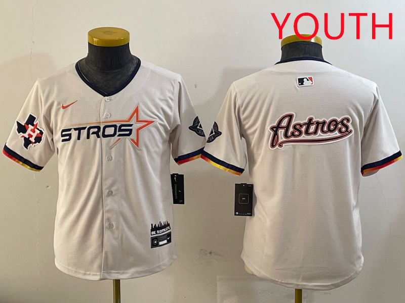 Youth Houston Astros Blank Cream three generations Joint Name 2025 Nike MLB Jersey style 41419->youth mlb jersey->Youth Jersey